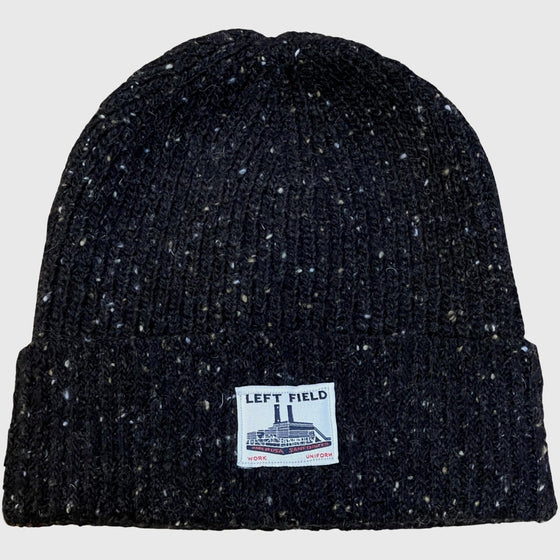 Donegal Black 100% Merino Wool Tweed Watch Cap