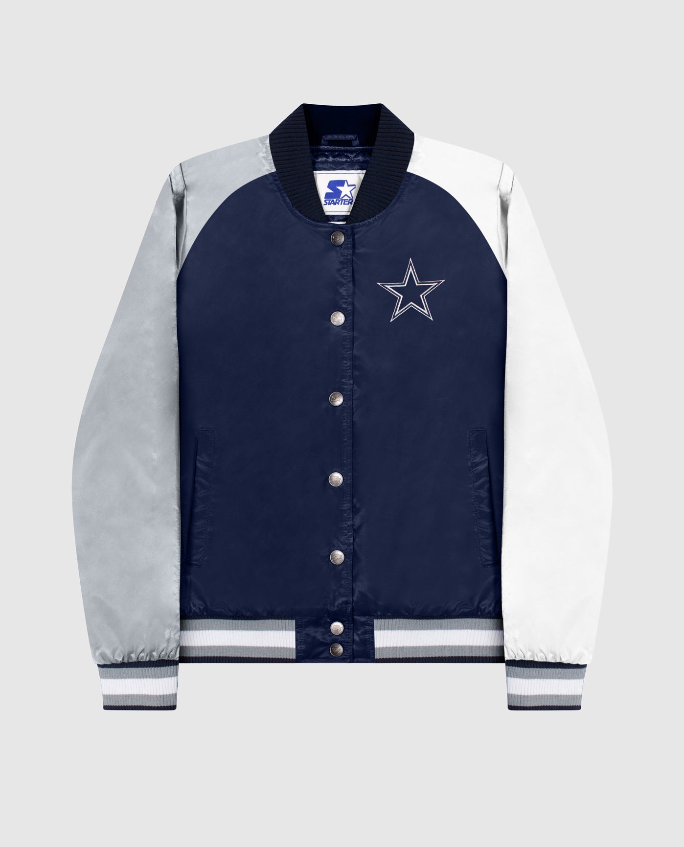 Image of Women's Dallas Cowboys Snap-Front Varsity Satin Jacket