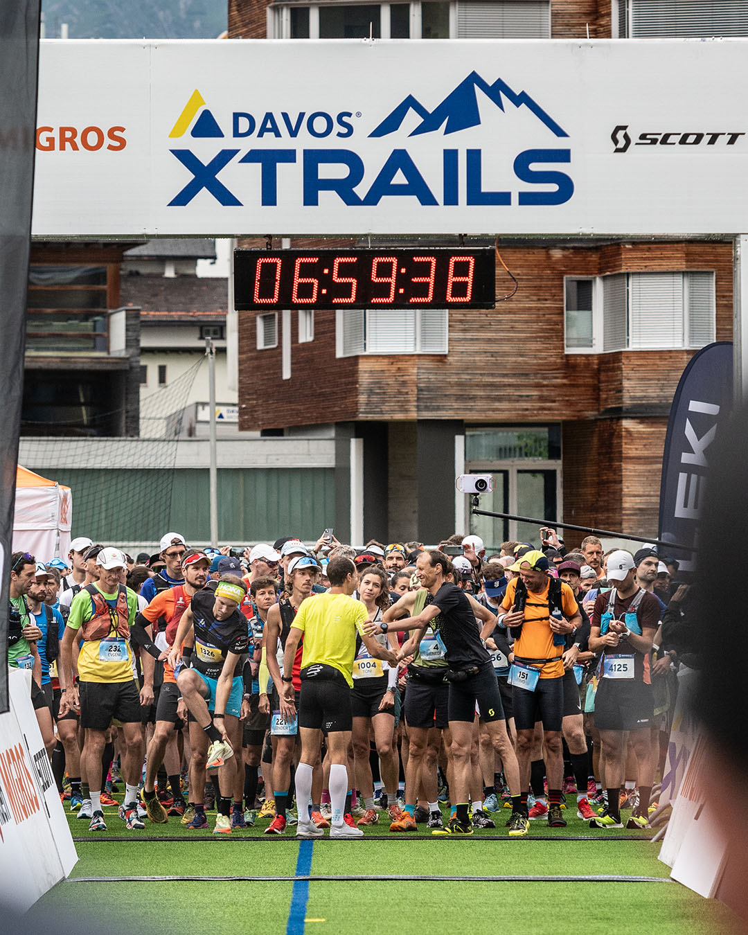 Runners at the start line at the X-Trails in Davos in Switzerland