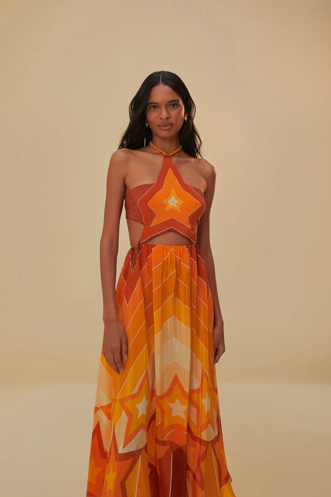 Image of Gradient Stripes Orange Maxi Dress