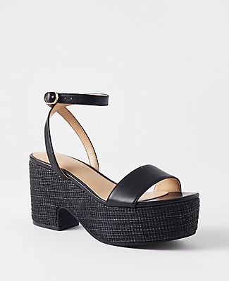 Straw Platform Ankle Strap Sandals