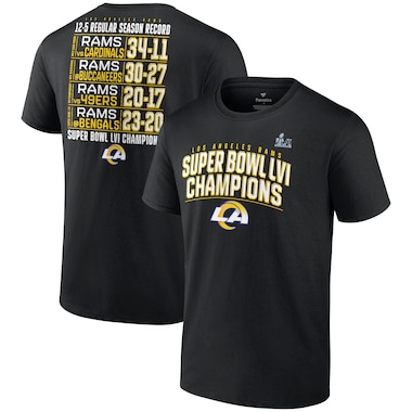  Fanatics Branded Black  Super Bowl LVI Champions Schedule T-Shirt