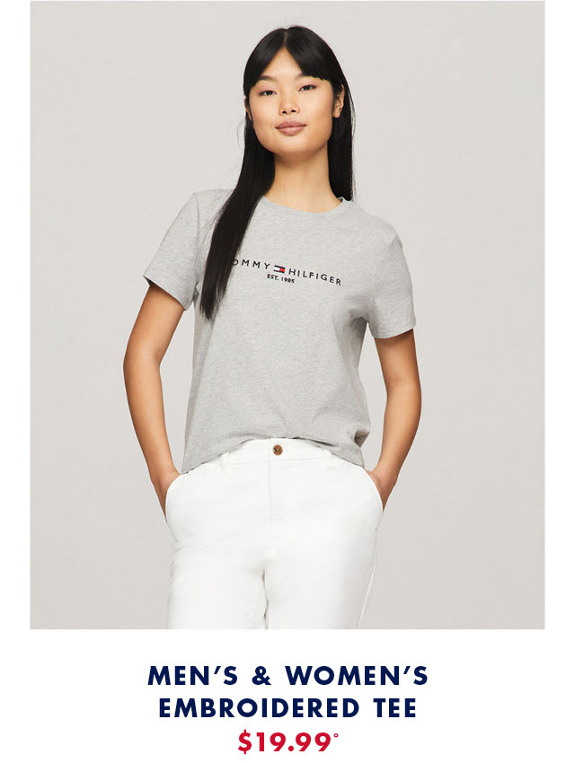 Men's & women's embroidered tee $19.99º