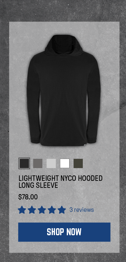 Lightweight NYCO Hooded Long Sleeve in Meteorite