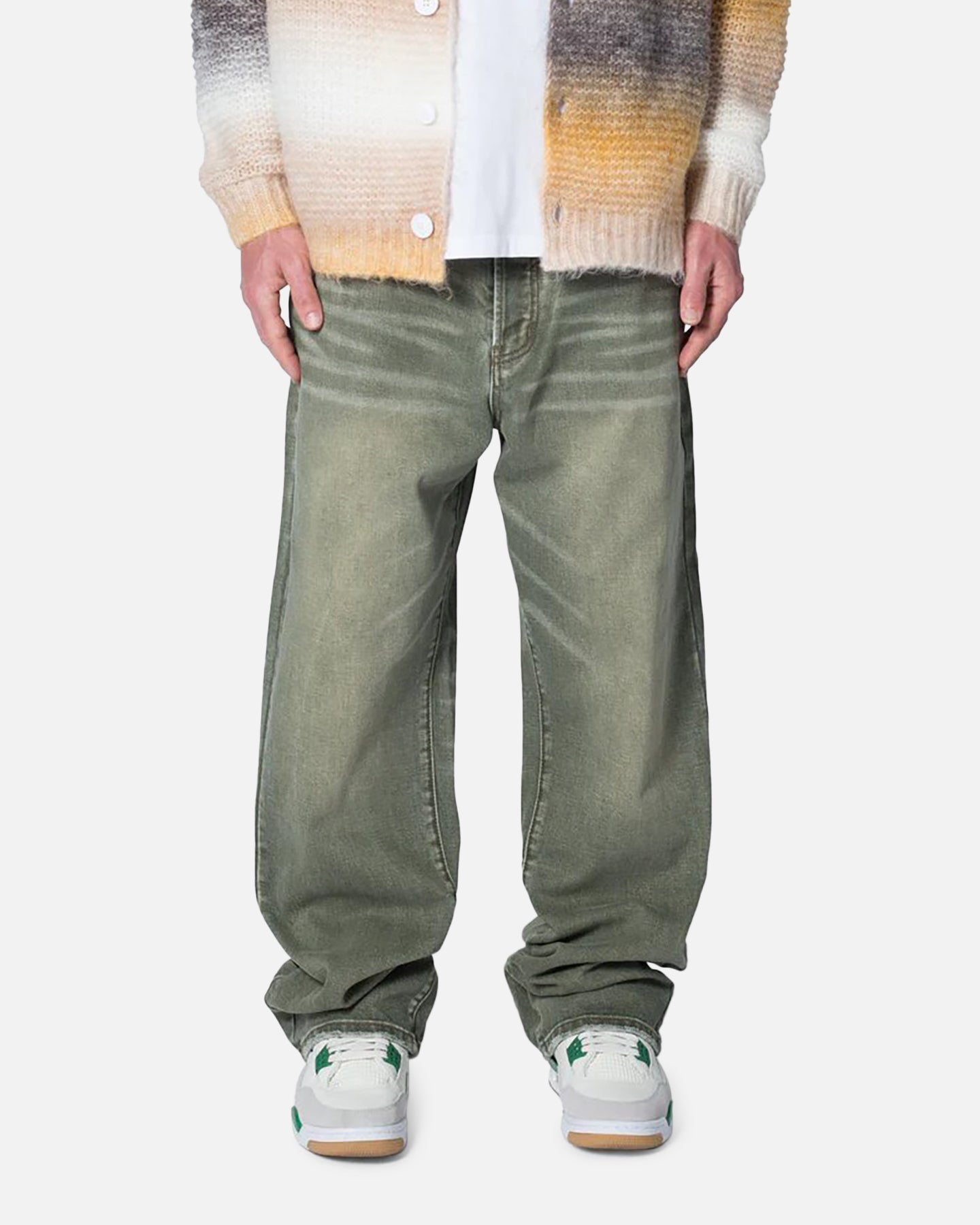 Image of MNML Ultra Baggy Grinded Moss Denim Jeans Moss