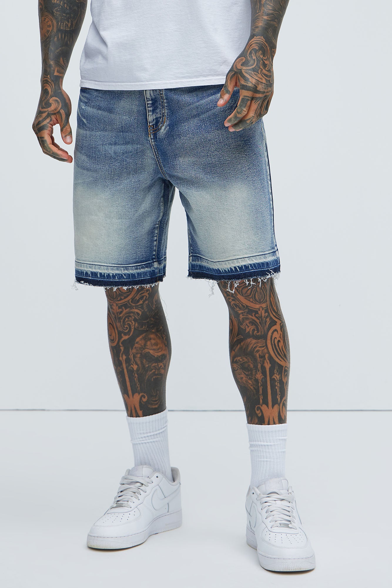 Image of Run Around Relaxed Denim Shorts - Medium Wash