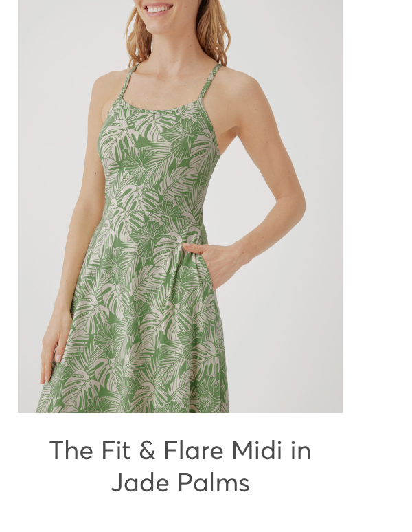 The fit & Flare Midi in Jade Palms