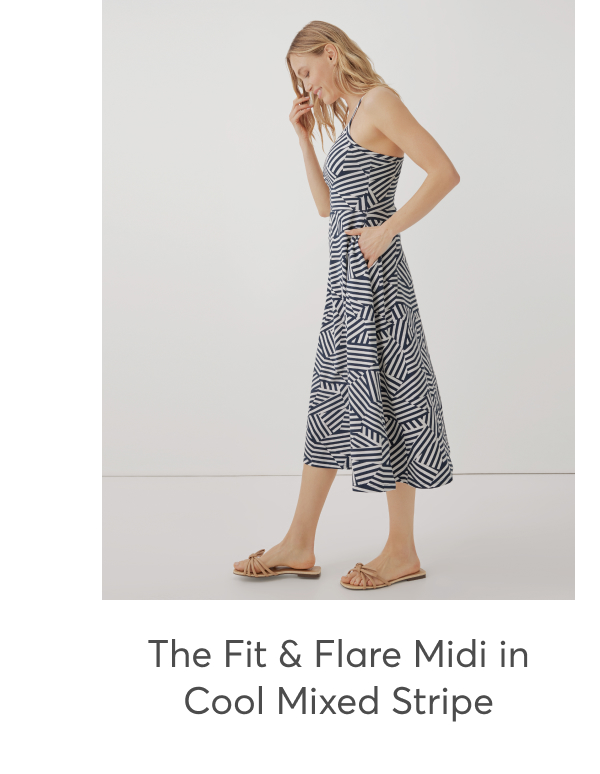 The Fit & Flare Midi in Cool Mixed Stripe