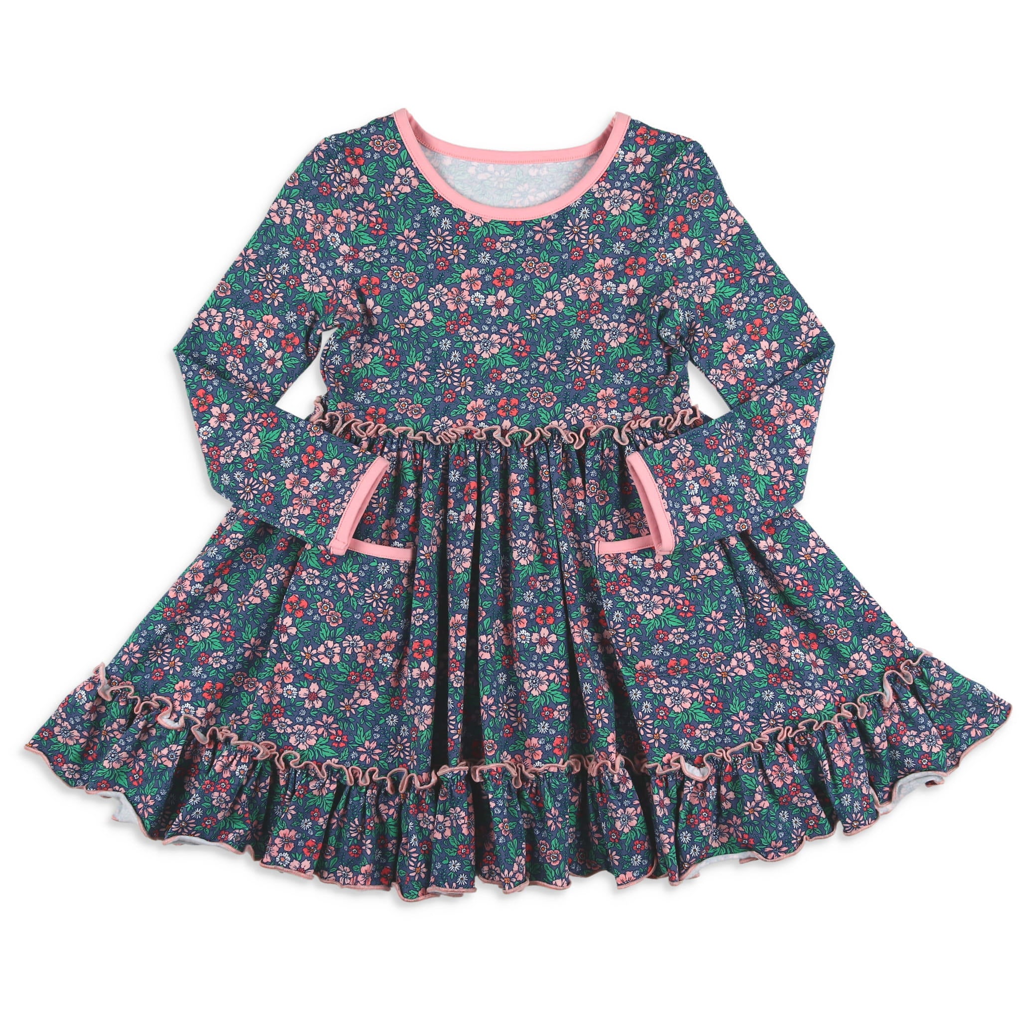 Image of Girls Twirl Dress - Midnight Poppy