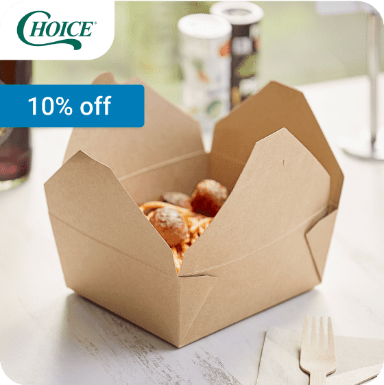 10% off Choice Kraft Paper Takeouts 