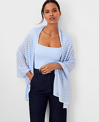 Oversized Striped Poncho Wrap