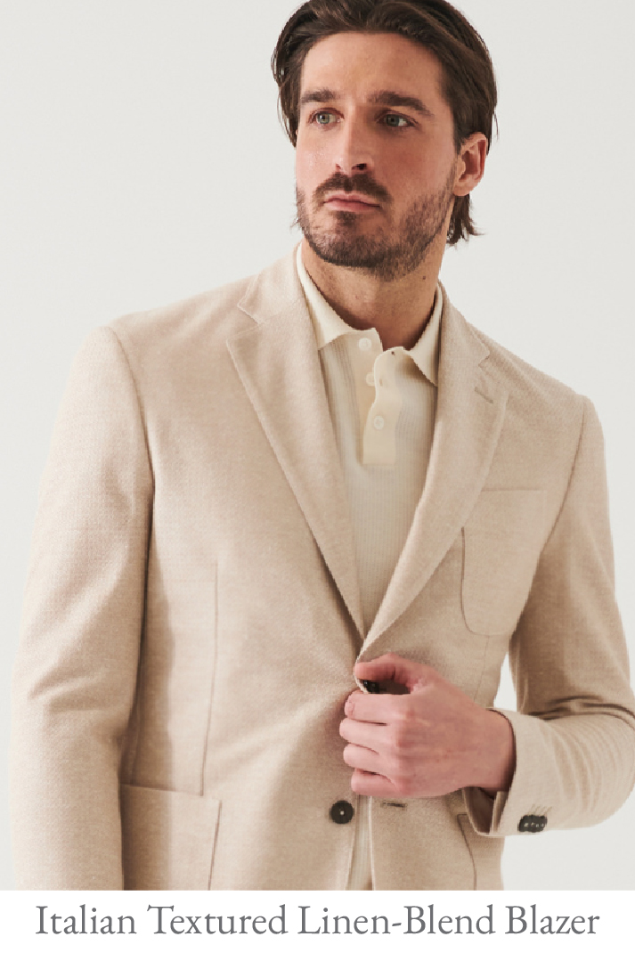 TEXTURED COTTON LINEN BLEND BLAZER