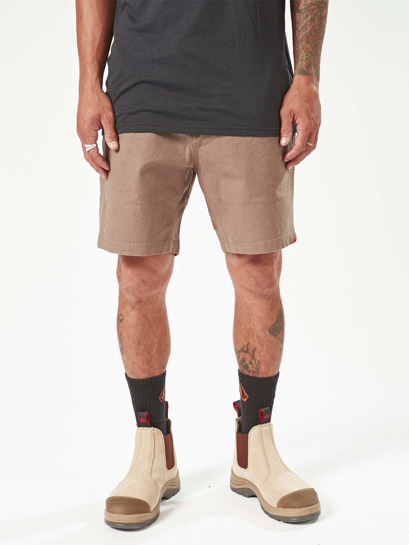 Image of Volcom Workwear Caliper Elastic Waist Shorts - Brindle