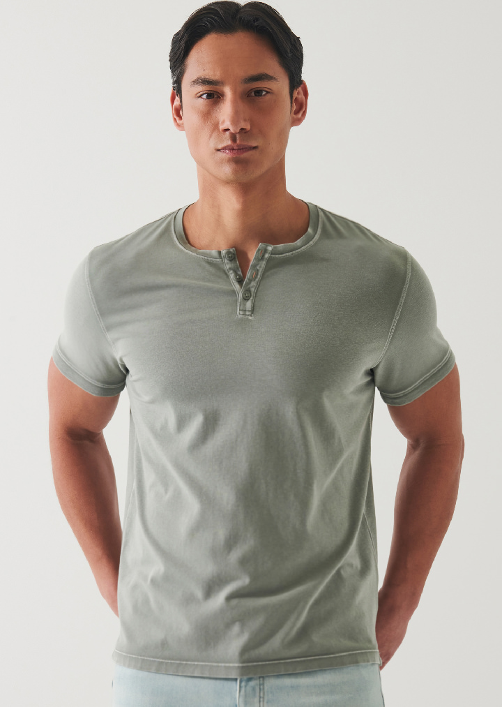 PIMA COTTON STRETCH VINTAGE WASH HENLEY