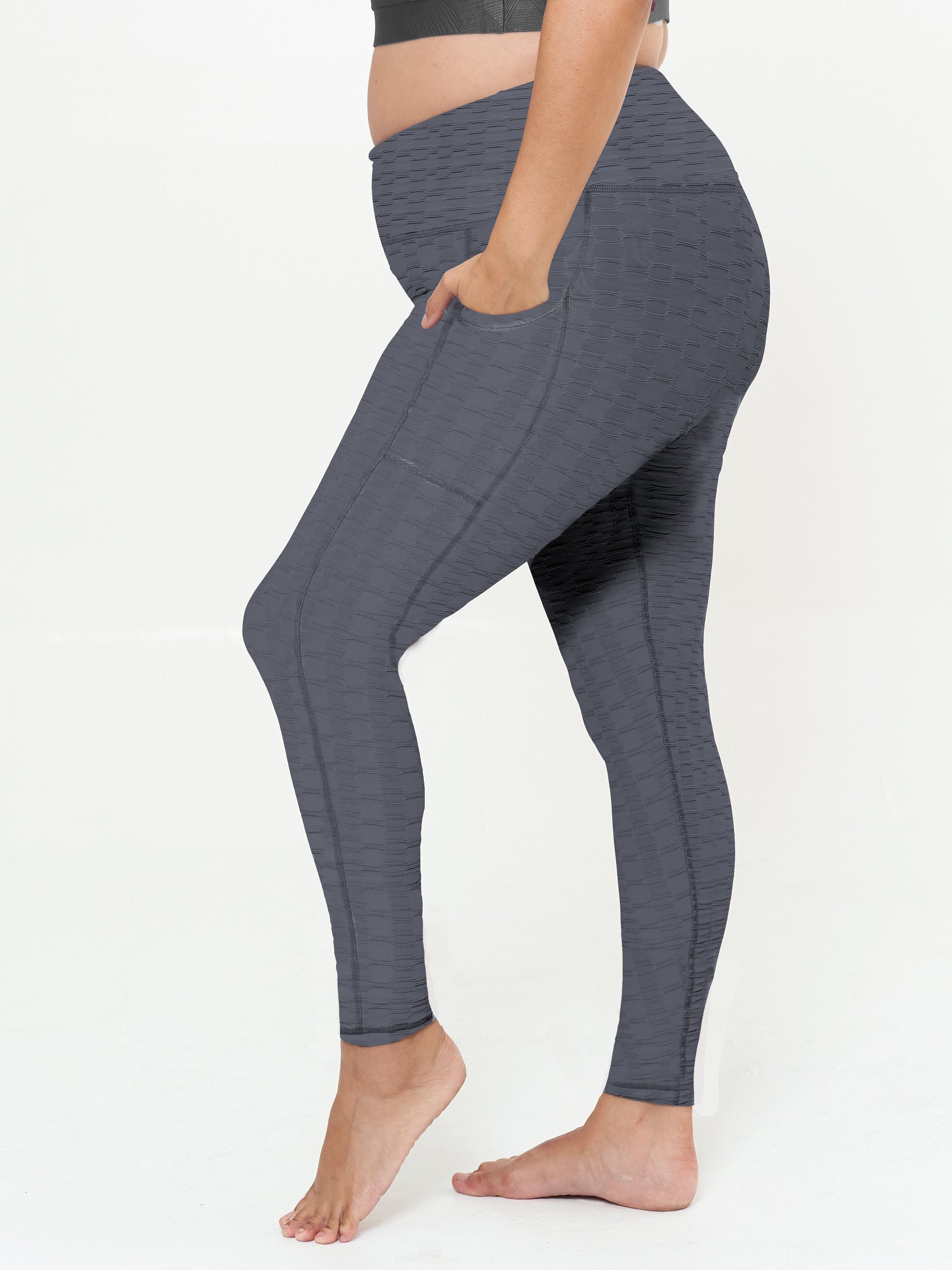 Image of Hi-Rise Square Pocket Leggings - Slate Links Pattern