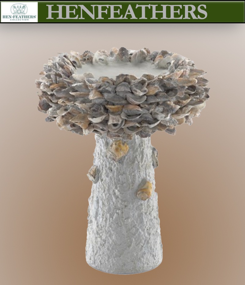 Shop the Hampton Oyster Shell Medium Faux Bois Birdbath