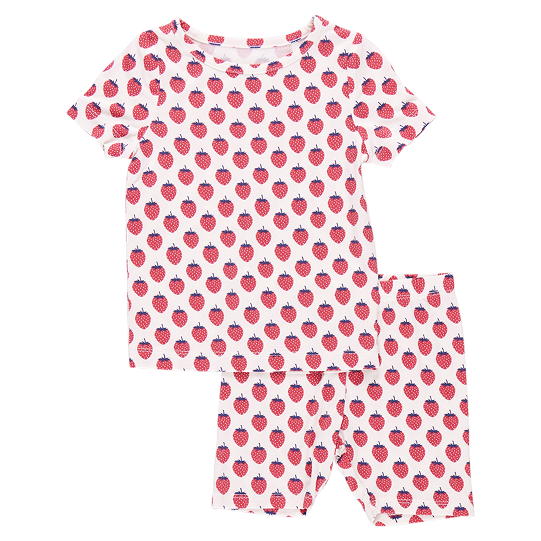 Image of Kids Bamboo PJ Set - Petite Strawberries