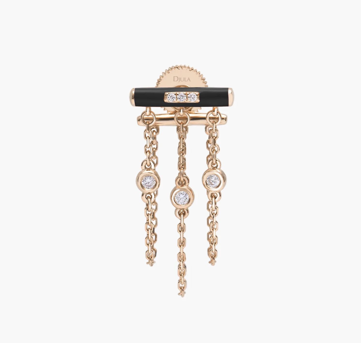 Image of DJULA Black Enamel Bar Chain Single Earring Diamond Gold