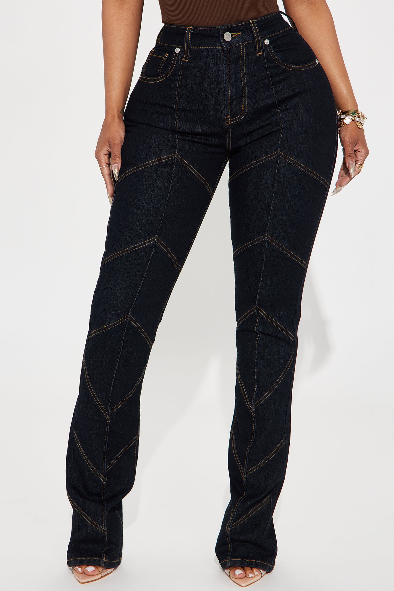 Image of Fill You In Stretch Bootcut Jeans - Dark Wash