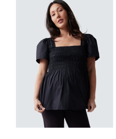 maternity tie back smocked top