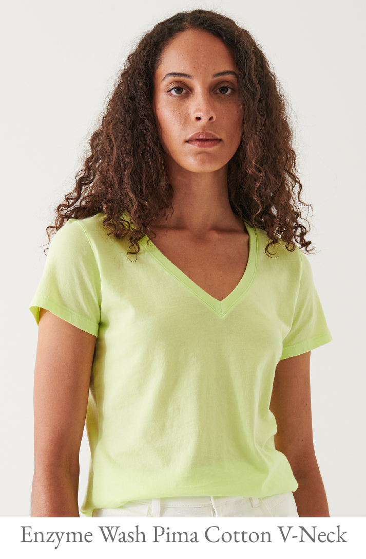 ENZYME WASH LIGHTWEIGHT PIMA COTTON V-NECK