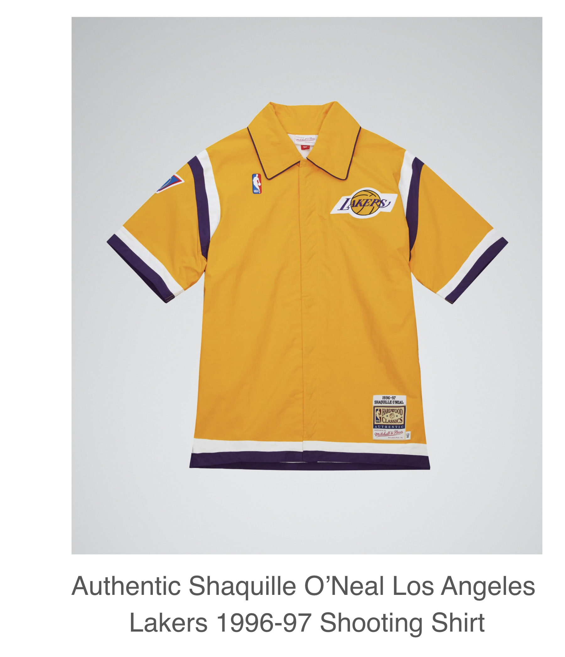 Authentic Shaquille O’Neal Los Angeles Lakers 1996-97 Shooting Shirt