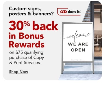 Rewards Members get 30% back on $75 qualifying purchase of Print Services