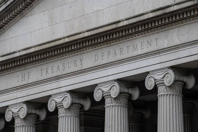 Exterior of the US Treasury Department building