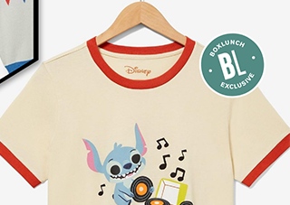 Her Universe Lilo and Stitch Record Player Isometric Women's Ringer Tee