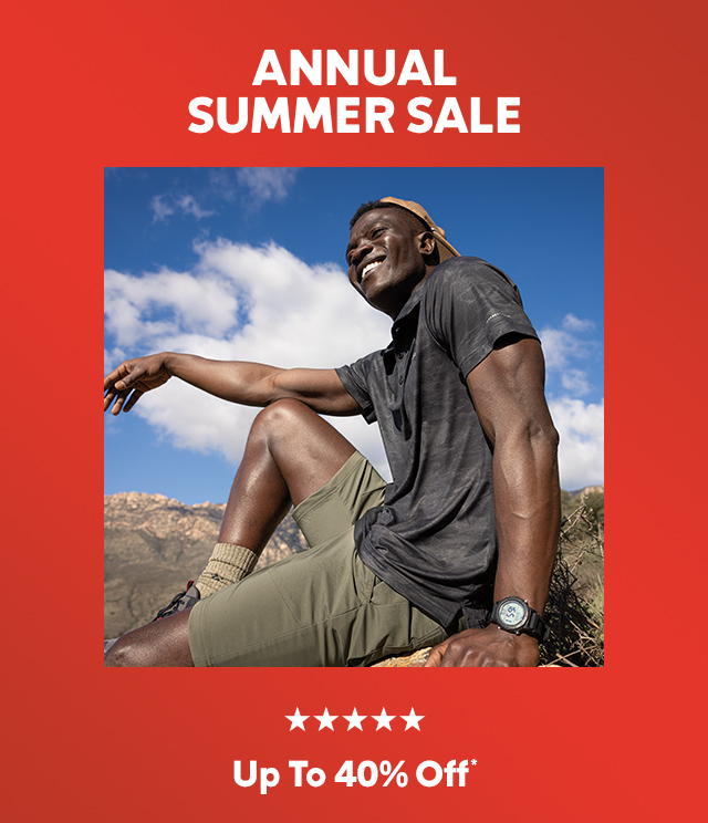 Annual summer sale. Up to 40 percent off. 