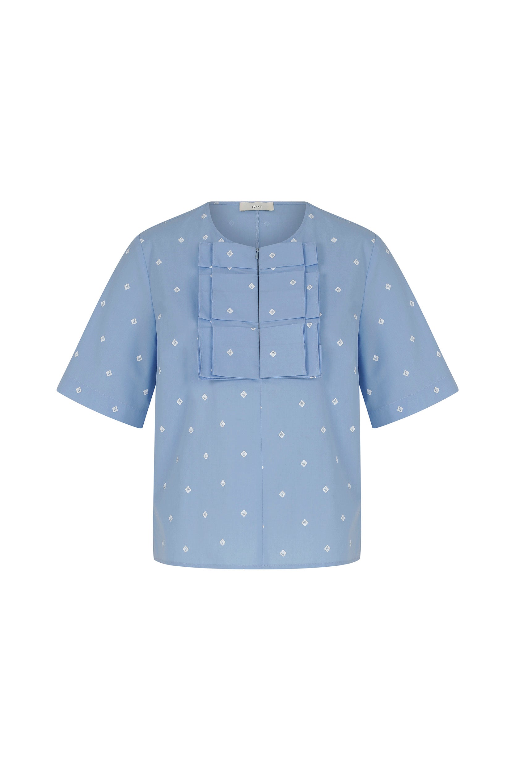 Image of Retro Blue Cotton Shirt