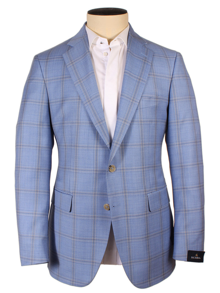 Image of Scabal Soho Mosaic Sport Jacket in Light Blue/Grey Plaid