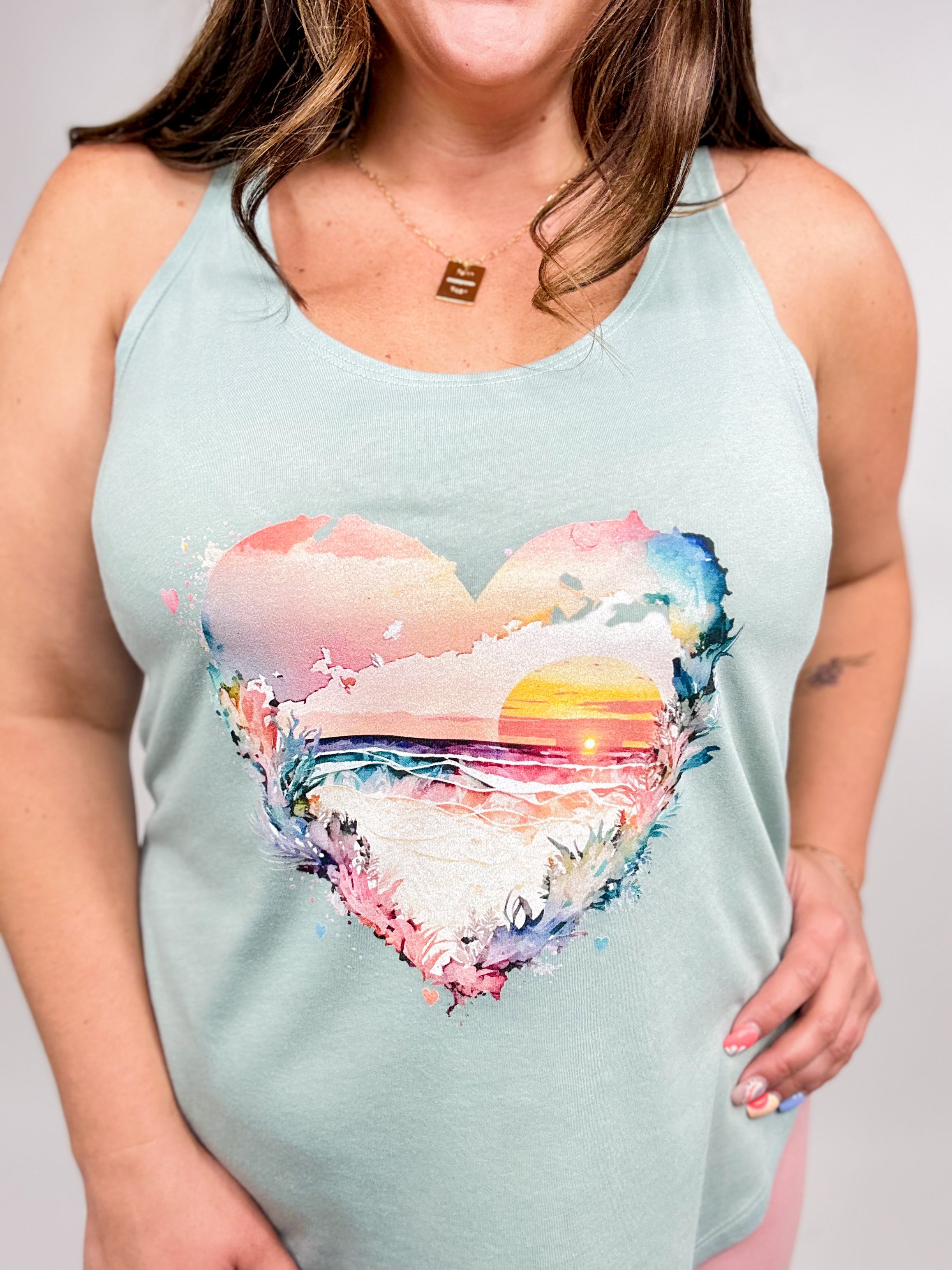 Image of Sunset Waves in my Heart Graphic Tank