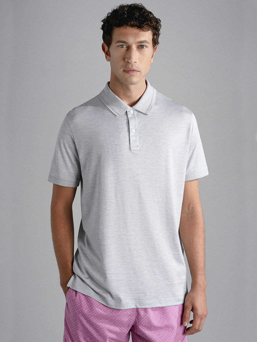 Image of Paul & Shark Cotton & SIlk Polo in Medium Grey