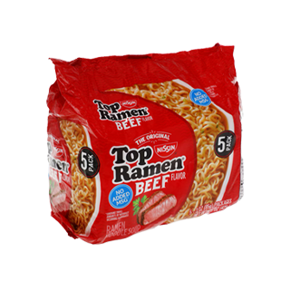 5-ct. bag of Top Ramen beef-flavored noodles