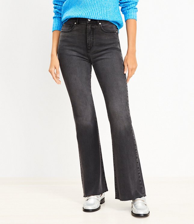 Petite Fresh Cut High Rise Slim Flare Jeans in Washed Black