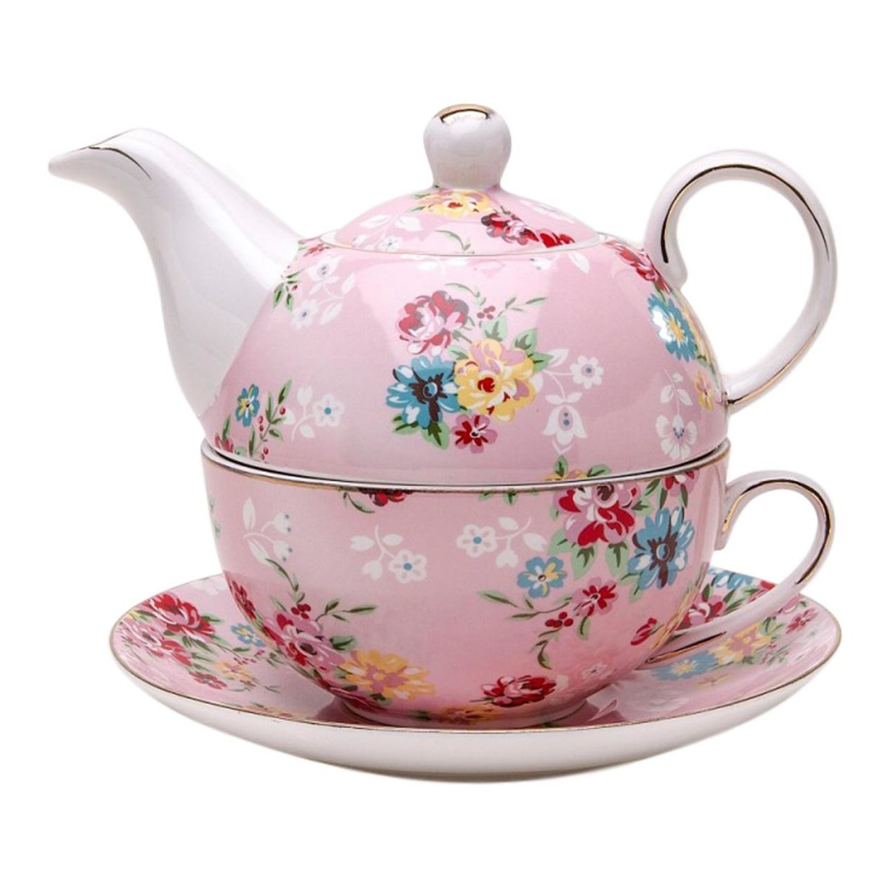 Image of Shabby Rose Pink Tea for One - 4 piece Set