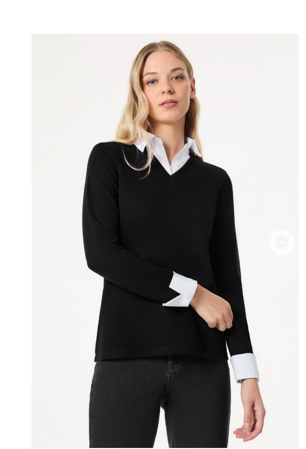 Collared Twofer Layered-Look Top