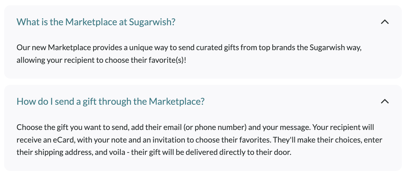 What is the marketplace at Sugarwish? 