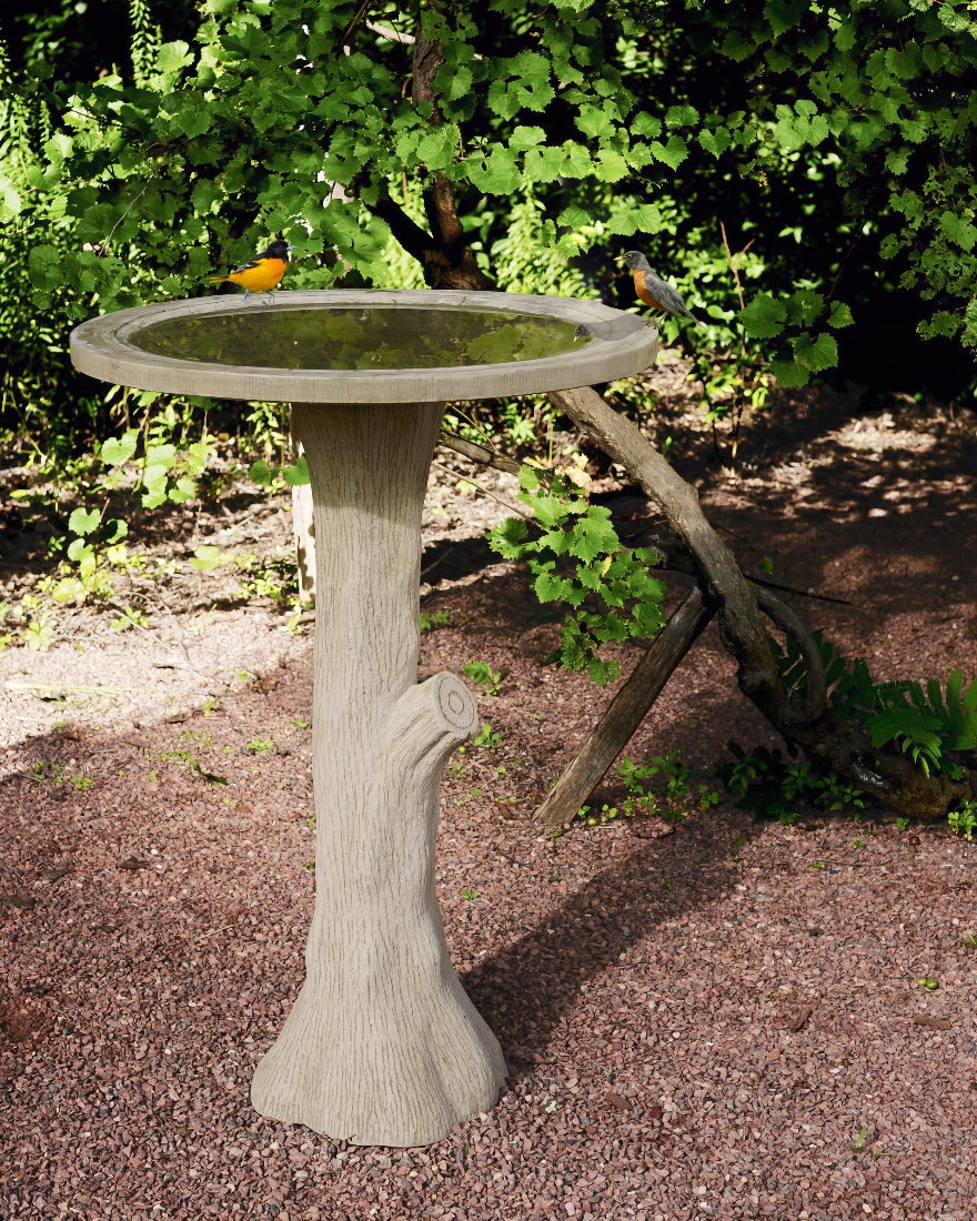 Chambord Faux Bois Birdbath