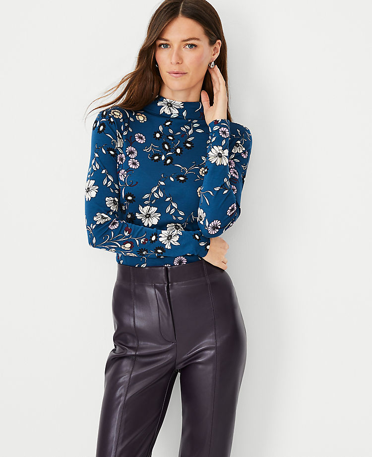 Floral Long Sleeve Turtleneck Top