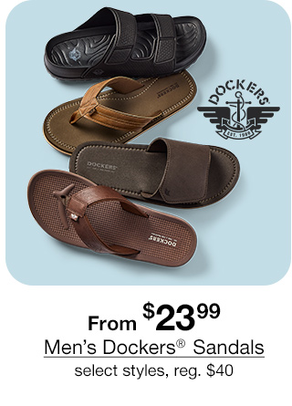 From $23.99 Men's Dockers Sandals, select styles, regular $40