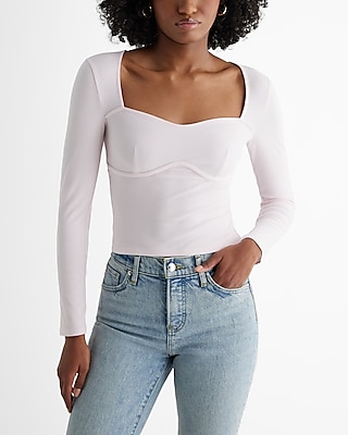 ribbed sweetheart underwire long sleeve tee