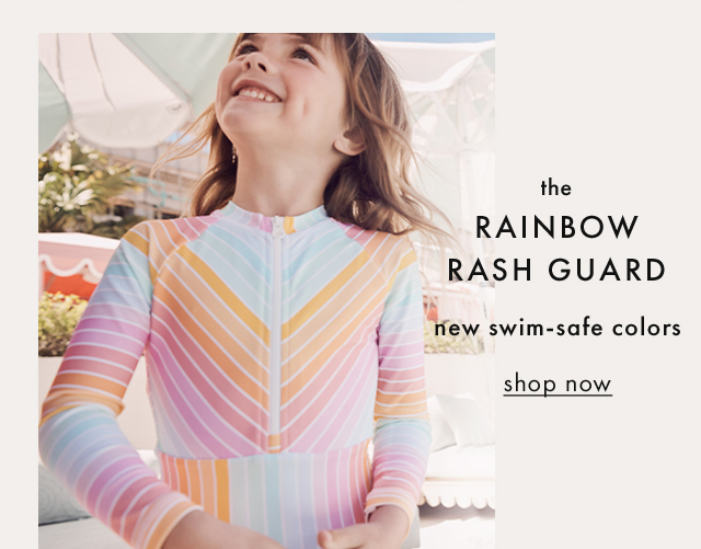 the RAINBOW RASH GUARD | new swim-safe colors | shop now