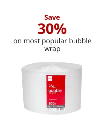 Save 30% on most popular bubble wrap