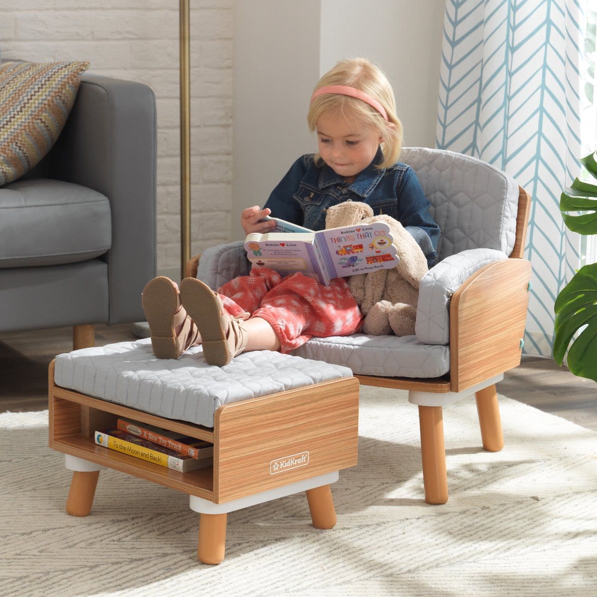 Image of Mid-Century Kid Reading Chair & Ottoman