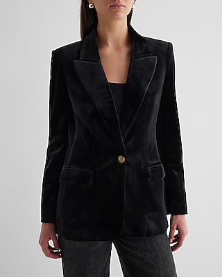 velvet one button blazer