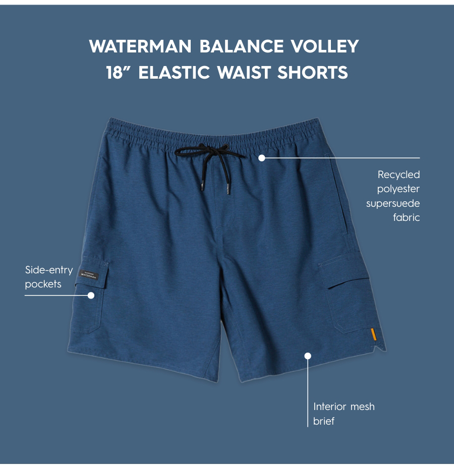 Waterman Balance Volley 18" Elastic Waist Shorts