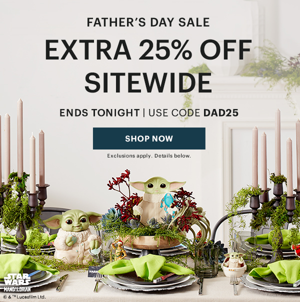 FATHER'S DAY SALE  EXTRA 25% OFF SITEWIDE  ENDS TONIGHT | USE CODE DAD25  [SHOP NOW] Exclusions apply. Details below.