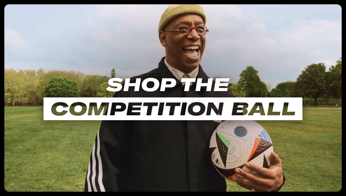 Euro 2024 Competition Ball. Ian Wright holding the Euro 2024 football.